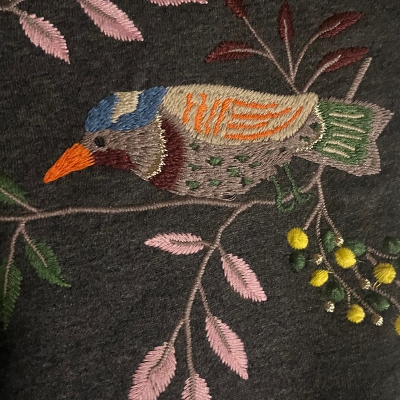 Boden Bird Embroidered Gray Sweater Small - Picture 3 of 16